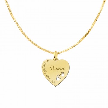 1 hart met naam en bloemrand