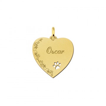 1 hartje goud met bloemrand en pootje