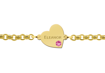 1 hartjes armband van goud met gravure