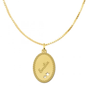 1 je naam graveren in een naamplaatje met sterren large