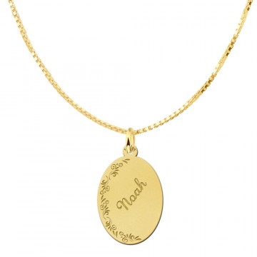 1 naamplaatje van goud laten graveren met bloemetjes large