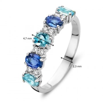 1 ring witgoud briljant saffier aquamarijn 29408 nl g