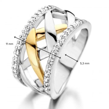 1 ring zilver goud zirkonia 31008 nl g