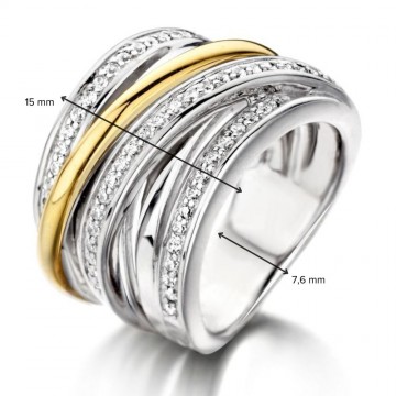 1 ring zilver goud zirkonia 31023 nl g