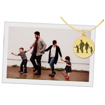 1 ronde gouden hanger met silhouette foto