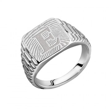 1 vierkante rolex stijl zegelring met vingerafdruk