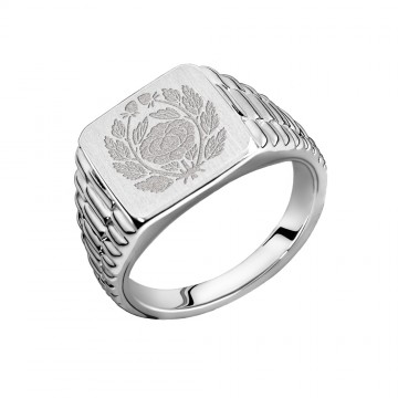 2 familiewapen op vierkante zegelring in rolex stijl