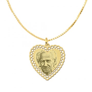 2 fotosieraad hart met sierrand gegraveerd goud