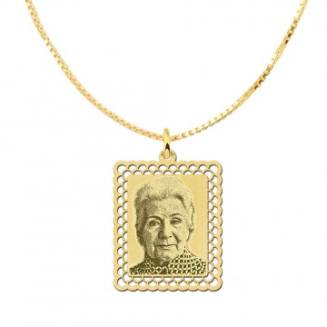 2 gegraveerde foto op hanger rechthoek goud