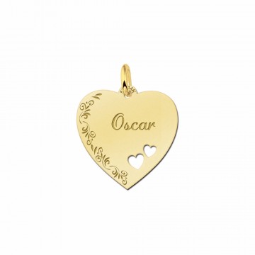 2 goud hart met bloemrand