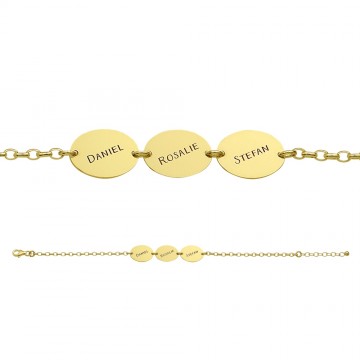 2 gouden armband drie ovaaltjes met naam