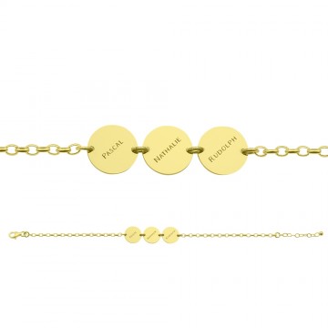 2 gouden armband drie rondjes met naam