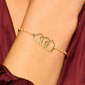2 gouden armband met drie hartjes