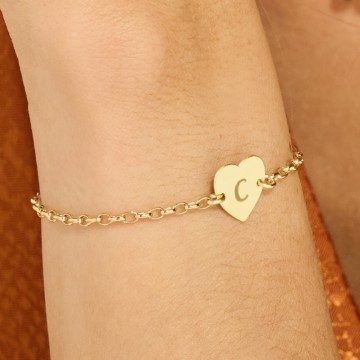 2 gouden armband met letter hart