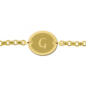 2 gouden armband met letter ovaaltje