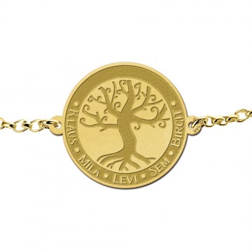 2 gouden armband met levensboom en gravure