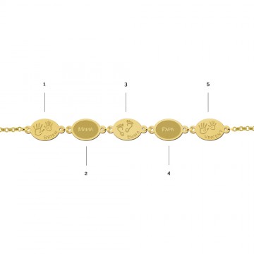 2 gouden armband met namen en voetjes