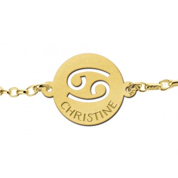 2 gouden armband met sterrenbeeld rond kreeft