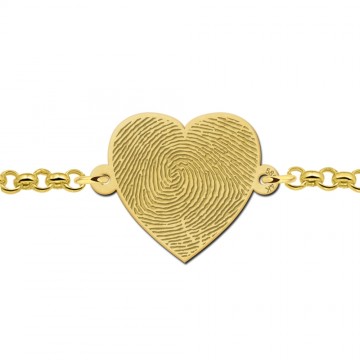 2 gouden armband met vingerafdruk hart