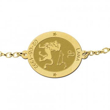 2 gouden armband sterrenbeeld ovaal leeuw