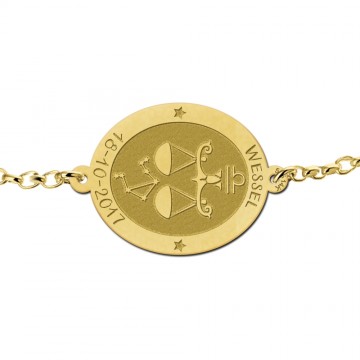 2 gouden armband sterrenbeeld ovaal weegschaal
