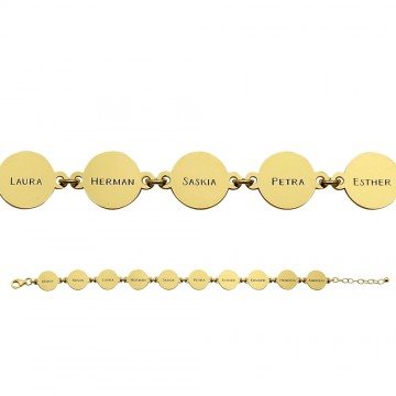 2 gouden armband tien rondjes met naam