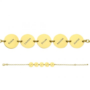 2 gouden armband vijf rondjes met naam