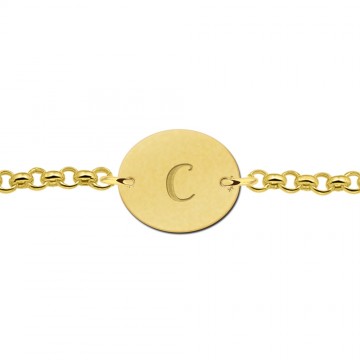 2 gouden armbandje met letter ovaal