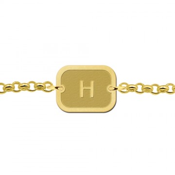 2 gouden armbandje met letter rechthoek