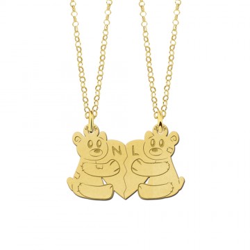 2 gouden breekhanger met beertjes