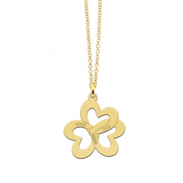 2 gouden drievoudige hartjes ketting met namen