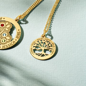 2 gouden familiehanger stamboom klein