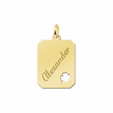 2 gouden graveerplaat met naam en klaver4