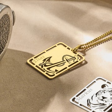 2 gouden hanger anker graveren met naam