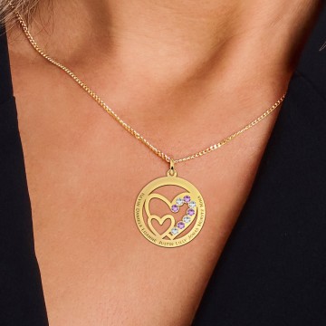 2 gouden hanger met geboortestenen voor familie