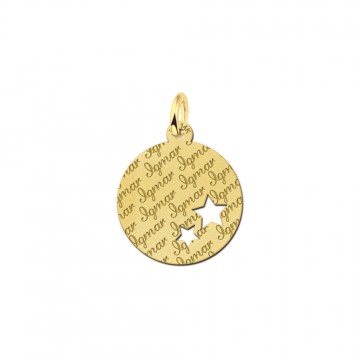 2 gouden hangertje met een naam rond met 2 sterren