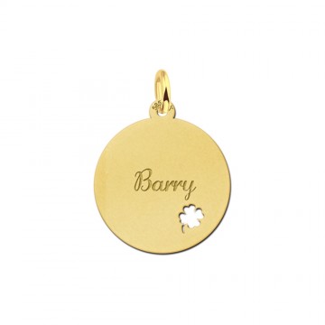 2 gouden hangertje met je naam en een klavertje vier