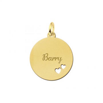 2 gouden hangertje met je naam met 2 harten
