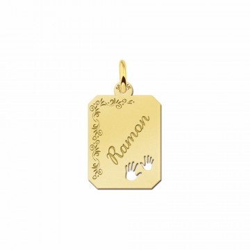 2 gouden hangertje met naam en bloemrand