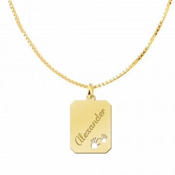 2 gouden hangertje rechthoek met handjes