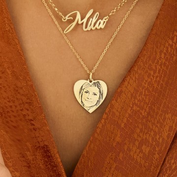 2 gouden hart hanger met foto