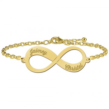 2 gouden infinity armband met twee namen