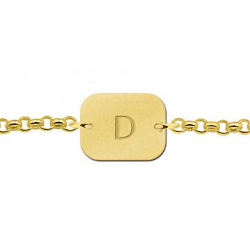 2 gouden initial armband rechthoek