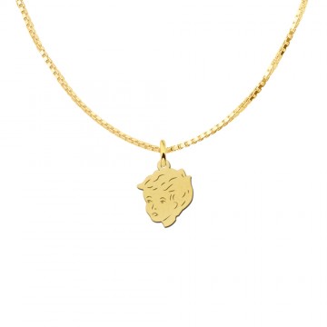 2 gouden jongens kinderkopje met achterkant gravure klein