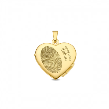 2 gouden medaillon hart met gravure