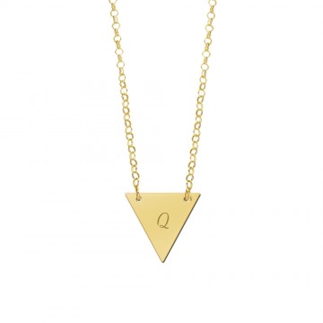 2 gouden minimalistische driehoek ketting met initiaal