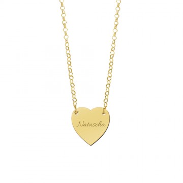 2 gouden minimalistische ketting met hartje en gravure
