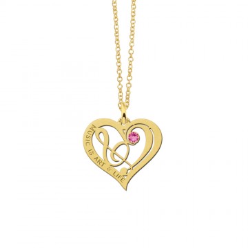 2 gouden muzieknoot hanger met geboortesteen