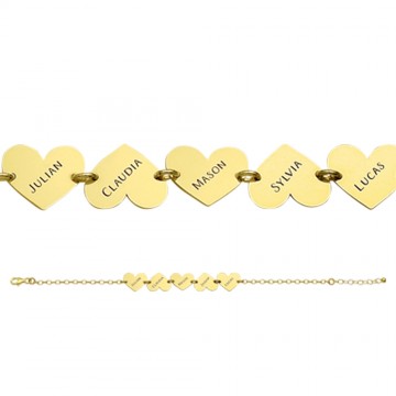 2 gouden naamarmband met gravure en hartjes