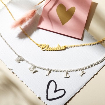 2 gouden naamketting model claudia